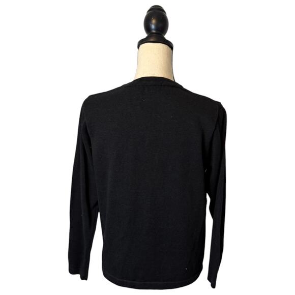 Vintage B.P. Design Christmas Sweater Beaded Applique Womens Size Medium Black - Picture 4 of 6